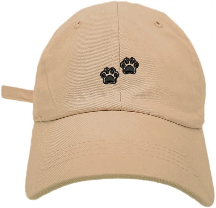 Baseball Caps 2 Dog Paws Style Dad Hat Washed Cotton Polo Baseball Cap - Khaki - CS188L7Q58S $17.23
