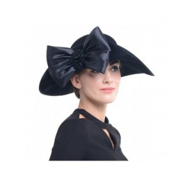 Bucket Hats Women Wool Felt Plume Church Dress Winter Hat - Asymmetry-black - C412NH3YXR9 $23.57