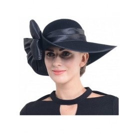 Bucket Hats Women Wool Felt Plume Church Dress Winter Hat - Asymmetry-black - C412NH3YXR9 $23.57