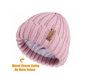 Skullies & Beanies Knit Beanie Hats for Women Men Double Layer Fleece Lined Chunky Winter Hat - Lotus Pink - CE18UYH9CMZ $13.54