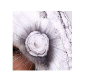 Berets Women's Winter Rex Rabbit Fur Beret Hat with Fur Flower - White Grey - CU12NV1WQJE $17.05