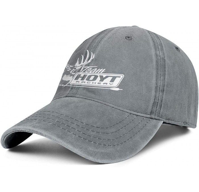 Baseball Caps Unisex Men Denim Baseball Hats Cotton Adjustable Mesh Visor-Hoyt-Team-Logo-Flat Caps - Grey-6 - CZ18T3ADSKQ $33.91