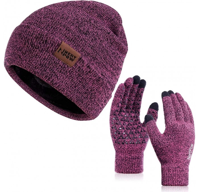 Skullies & Beanies Winter Beanie Gloves Touchscreen Infitiny - Gloves&beanie Black Rose - CS18XEKNUD0 $18.65
