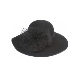Sun Hats Womens Wool Floppy Sun Hat w/Veiled Bow - Black - C3128NP7SX7 $20.44