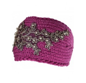 Cold Weather Headbands Winter Headband with Flower Accent - Berry - CF12MYN2WRH $13.41