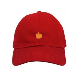 Baseball Caps Fire Emoji Baseball Cap Curved Bill Dad Hat 100% Cotton Lit Hot Flame Solid New - Red - C91833GEZ8W $16.20