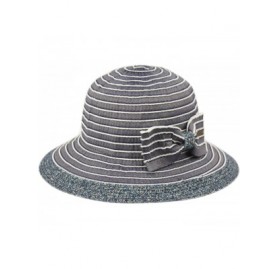 Sun Hats Womens UPF50 Foldable Summer Sun Beach Straw Hats - Fl2914denim Blue - CL18DA2NZMZ $17.27
