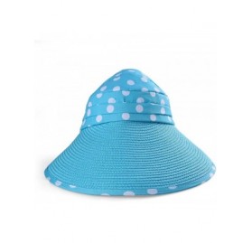Sun Hats Classic Roll up Foldable Wide Large Brim Summer Swimming Beach Sun Hat - Sky Blue - C012GSL7G3Z $17.27