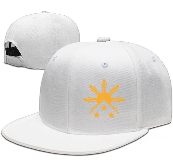 Baseball Caps Flat Brim Baseball Hat for Unisex- Tribal Philippines Filipino Sun and Stars Flag Fashion Dad Cap - White - CR1...