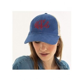 Baseball Caps USA Embroidered Snapback Hat - Adjustable Mesh Back Baseball Cap for Women - Royal - CL18WWUGQ98 $15.91