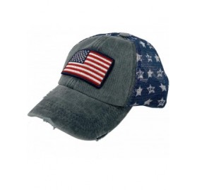 Baseball Caps CC Everyday Distressed Trucker Mesh Summer Vented Baseball Sun Cap Hat - Patch American Flag - C1196XCN5H4 $11.53