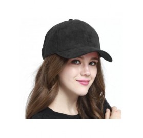 Baseball Caps Everyday Faux Suede 6 Panel Solid Suede Baseball Adjustable Cap Hat - Black - CE12MAA7WO5 $14.85