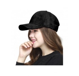 Baseball Caps Everyday Faux Suede 6 Panel Solid Suede Baseball Adjustable Cap Hat - Black - CE12MAA7WO5 $14.85