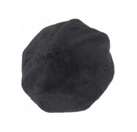Berets Beret Hat Cap for Women 8 Panel Cotton French Beret Hat Cap Solid Color Classic Beanie Fall Winter Hat - Black - CU18Z...