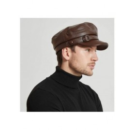 Newsboy Caps Men's Leather Greek Fisherman Sailor Fiddler Driver Hat Flat Cap - Brown - C218GIMUH58 $30.52
