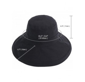 Sun Hats Women's Cotton Summer Beach Sun Hat with Wide Fold-Up Brim - Black/Leaf - CM18RMKXNCW $12.90