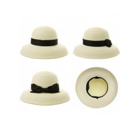 Sun Hats Womens UPF50 Foldable Summer Sun Beach Straw Hats Accessories Wide Brim - 00043_white - CT17YZ5Y383 $20.05