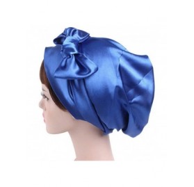 Skullies & Beanies Soft Satin Head Scarf Sleeping Cap Hair Covers Turbans Bonnet Headwear for Women - Royal Blue - CQ18RQZ3T6...