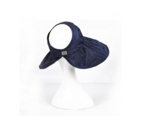 Visors Summer Collapsible Large Wide Brimmed Sun Hat Anti-UV Hat Sun Beach Empty Hat - Navy Blue - C918D2H39DX $10.23