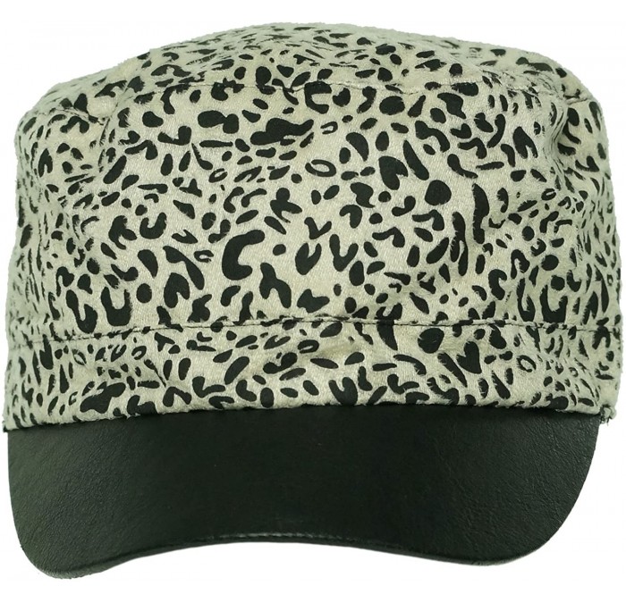 Newsboy Caps Women's Cabbie Hat Animal Print Leopard Ivory - CN11O42GRQ3 $26.53