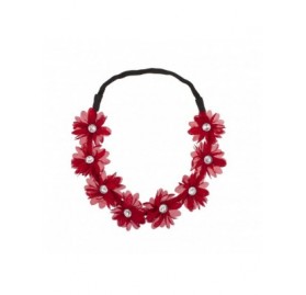 Headbands Stretch Fit Floral Headband Head Crown Flower Crown Head Piece Crimson Red - Crimson Red - CB11QDAHE6F $9.35