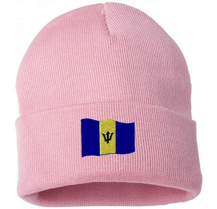 Skullies & Beanies Barbados Flag Custom Personalized Embroidery Embroidered Beanie - Light Pink - CV12O0KU489 $15.05
