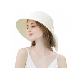Sun Hats Womens Straw Sun Hats Wide Brim Foldable Beach Hats UV UPF 50+ Summer Sun Travel Hat for Women - C6196H2KOW5 $12.08