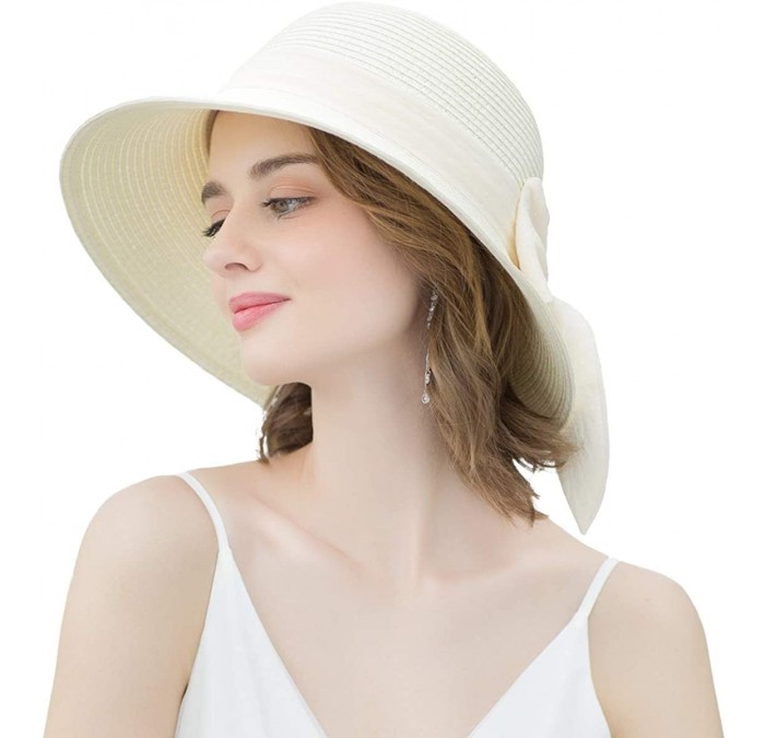 Sun Hats Womens Straw Sun Hats Wide Brim Foldable Beach Hats UV UPF 50+ Summer Sun Travel Hat for Women - C6196H2KOW5 $31.57