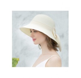 Sun Hats Womens Straw Sun Hats Wide Brim Foldable Beach Hats UV UPF 50+ Summer Sun Travel Hat for Women - C6196H2KOW5 $12.08