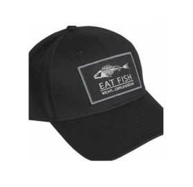 Baseball Caps Men's Eat Fish Snap Back Ball Cap- Black - One Size - C2182XDI6LD $24.08