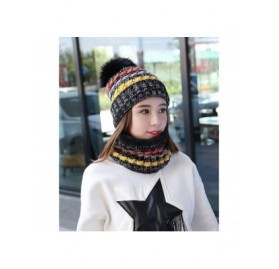 Skullies & Beanies Womens Winter Beanie Hat Scarf Set Warm Fuzzy Knit Hat Neck Scarves - Black - CO18I8G9CT3 $11.24