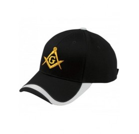 Baseball Caps Gold Square & Compass Embroidered Masonic Sport Wave Adjustable Hat - Black - CU11S4LCK43 $17.20