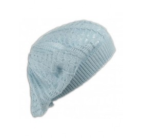 Berets Crochet Beanie Hat Knit Beret Skull Cap Tam - Baby Blue - CS11GLEEKC5 $10.71