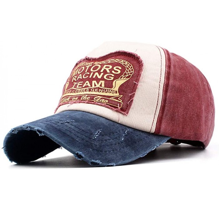 Cowboy Hats Embroidered Baseball Cap Adjustable Rock Hat Visor Summer Denim Cap - Wine - CT18RL9MQ7K $22.25
