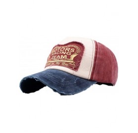 Cowboy Hats Embroidered Baseball Cap Adjustable Rock Hat Visor Summer Denim Cap - Wine - CT18RL9MQ7K $11.12