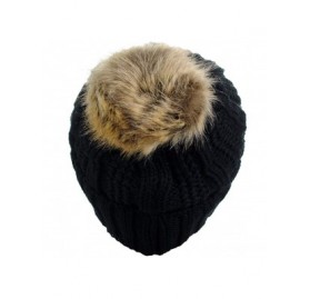 Skullies & Beanies Women's Winter Pom Pom Beanie Ski Knitted Hat in Fall Winter - Black - CU18L9DROY7 $8.45