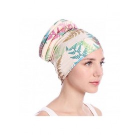 Skullies & Beanies Newly Fashion Women Islamic Muslim Leaves Hijab Turban Hat Headwrap Scarf Cover Chemo Cap Gift - Beige - C...