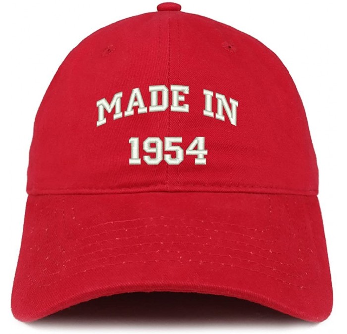 Baseball Caps Made in 1954 Text Embroidered 66th Birthday Brushed Cotton Cap - Red - CJ18C9Y53Q9 $34.23