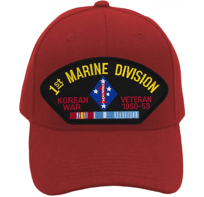 Baseball Caps 1st Marine Division - Korean War Veteran Hat/Ballcap Adjustable One Size Fits Most - Red - CE18OTCRU2Y $16.93