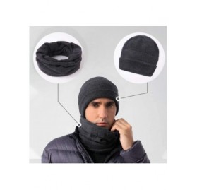 Skullies & Beanies 2pcs Gift Box-Style Winter Beanie Hat Scarf Set Warm Knit Hat Wool Skull Cap for Men Women - Dark Gray - C...