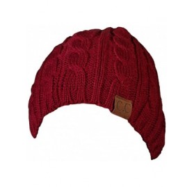 Skullies & Beanies Girls Cable Knit Beanie - Warm Unisex Hat - Kids Winter Cap - Burgundy - CP1206P5OOR $12.32