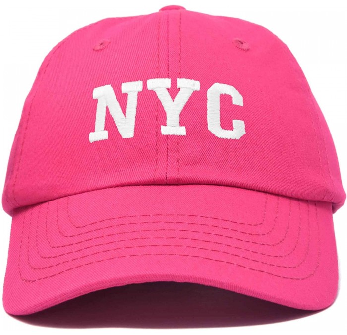Baseball Caps NY Baseball Cap NY Hat New York City Cotton Twill Dad Hat - Hot Pink - CF18M7W3WKL $23.15