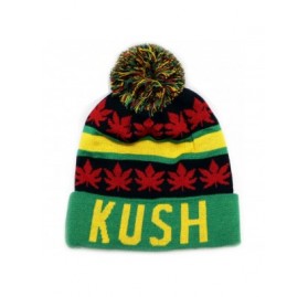Skullies & Beanies Sk1160 Kush Leaves Pom Pom Beanie Hats - Jamaica - CD11PAB53WF $13.68