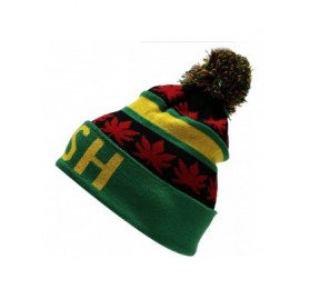 Skullies & Beanies Sk1160 Kush Leaves Pom Pom Beanie Hats - Jamaica - CD11PAB53WF $13.68