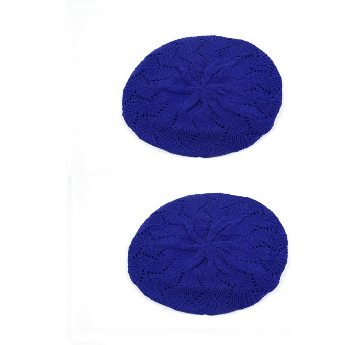 Berets Women's Fashion Knitted Beret Crochet Beanie 802HB - 2 Pcs Royal Blue & Royal Blue - CJ12608LWKJ $28.18