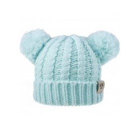 Skullies & Beanies Baby Beanie Hat Pom Pom Ears Knitted Basic Soft Beanie Baby Winter Hats for 2019 Warm Winter - Green - CW1...