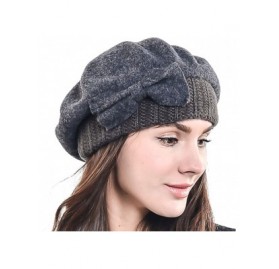 Berets Lady French Beret 100% Wool Beret Chic Beanie Winter Hat HY023 - Knit-grey - C112ODKYL7B $20.13