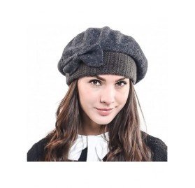 Berets Lady French Beret 100% Wool Beret Chic Beanie Winter Hat HY023 - Knit-grey - C112ODKYL7B $20.13