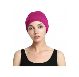 Skullies & Beanies Bamboo Double Layered Comfort Fashion Chemo Cancer Hat Daily Use - Magenta Pink - CY183M3ML4U $10.27