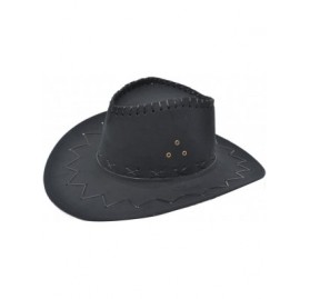 Cowboy Hats Western Unisex Adult Cowboy Suede Leather Hat Wide Brim Sun Cap - Black - CX18DERQWN6 $17.00